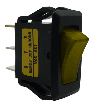 Universal Amber Illuminated Rocker Switch ON / OFF SPST - 20 Amps @ 12 Volt
